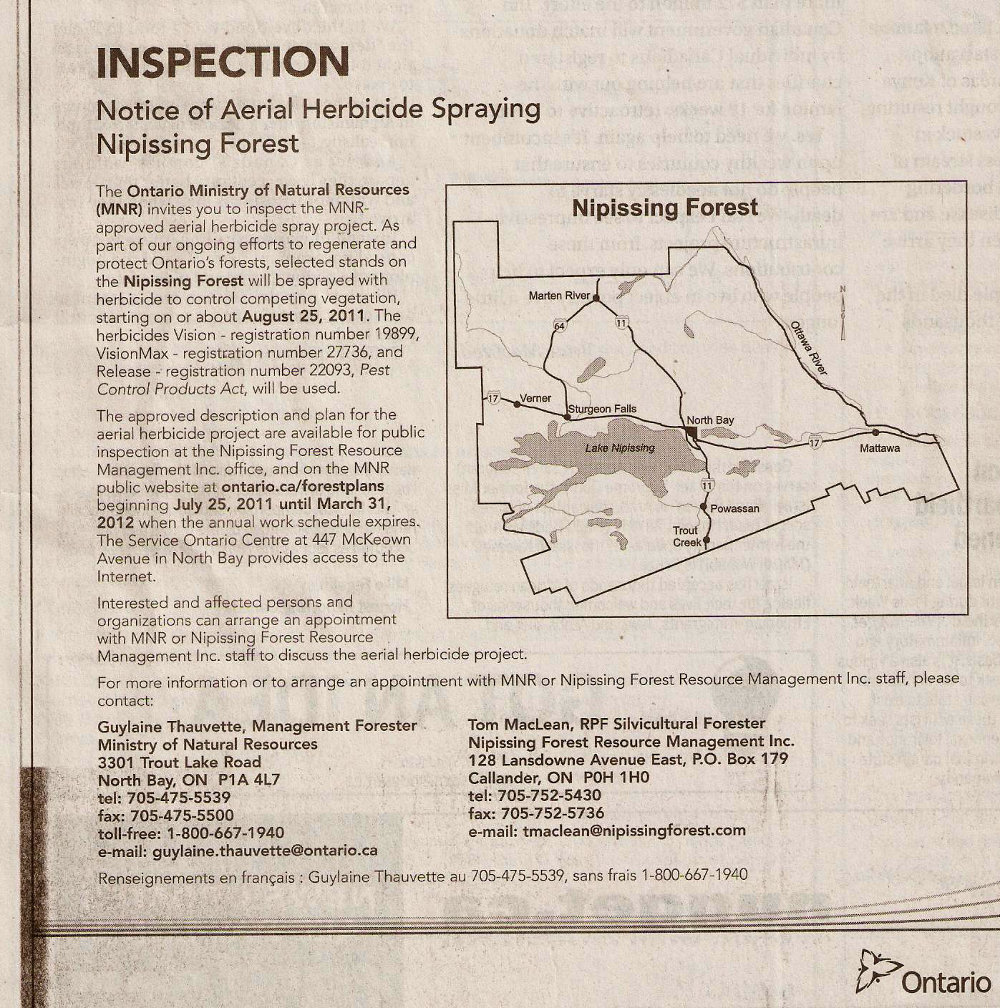 Spraying Herbicides Across Nippising and Surrounding Areas. | THE ...