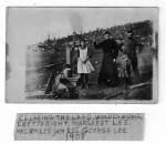 Clearin The Land, Wooden Pump, Left To Right Margaret Lee, Mrs. WM Lee, Wm. Lee, George Lee 1908